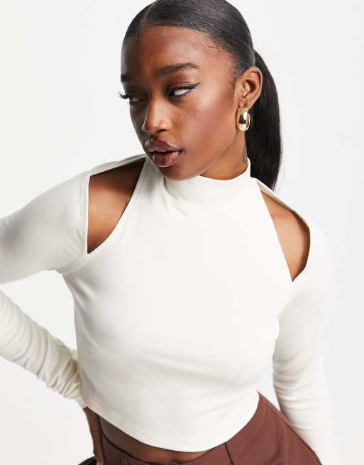 NA-KD  X Sofia Coelho cut out detail top in off white