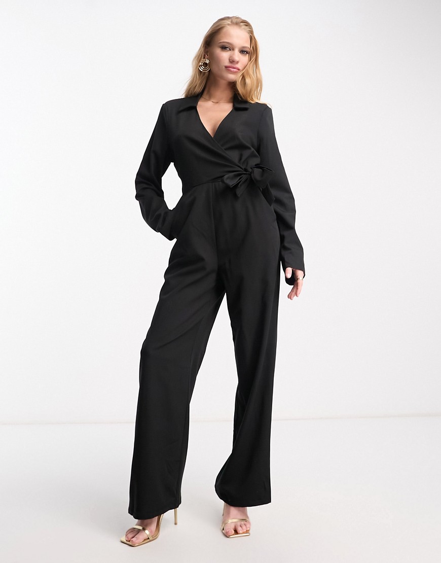 x Stephsa jumpsuit with tie waist in black