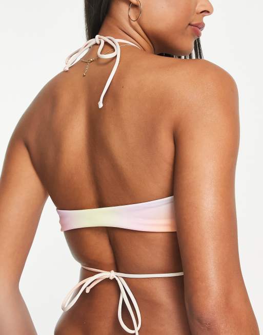 NA-KD X Zoe Pastelle tie detail bikini top in ombre print, 2 of 4