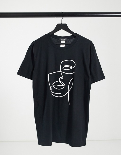 NaaNaa abstract face t-shirt in black