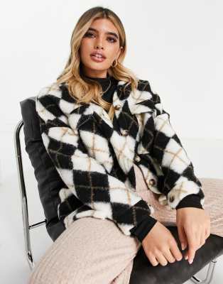 NaaNaa argyle shacket in black - ASOS Price Checker