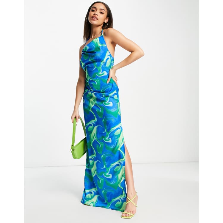 Blue green long clearance dress