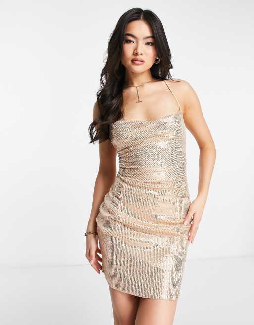 Rose gold shop strapless dress