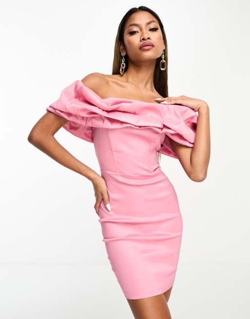 Asos pink outlet bardot dress