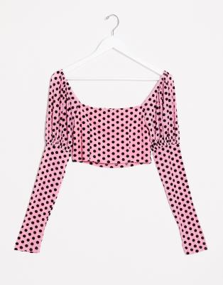 pink polka dot top