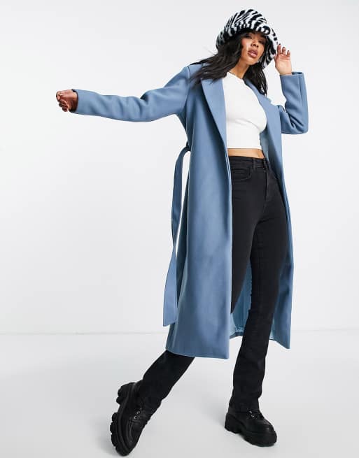 Blue shop belted coat