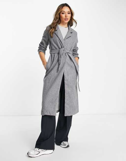 Belted on sale coat grey