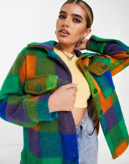 NaaNaa - Camicia giacca oversize a quadri multicolore