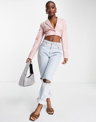 NaaNaa cropped blazer in pink