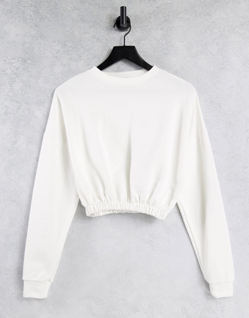 NaaNaa cropped sweatshirt in ecru-White