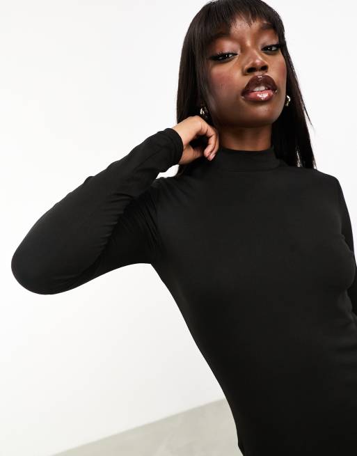 double lined long sleeve dress BB Double Lined Modal Jersey Long Sleeve Black Dress