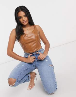 leather corset crop top