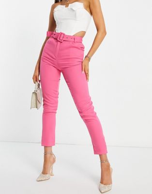 NaaNaa high waisted cigarette trousers in pink