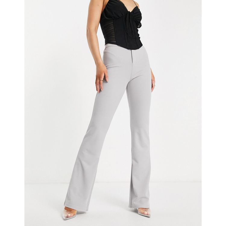 Flared Trousers, Light Grey