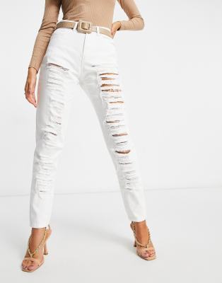 white ripped mom jeans