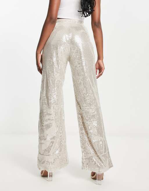  White Sequin Pants