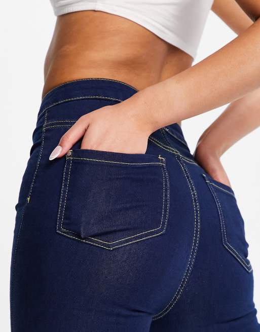 NaaNaa high waisted skinny jeans in dark blue, 3 of 4
