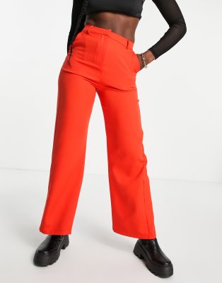 high waisted red pants wide leg