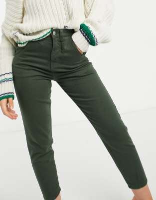 high waisted khaki mom jeans
