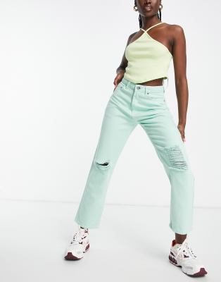 NaaNaa - Jeans dritti a vita alta, colore verde menta