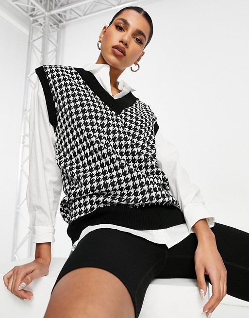 ASOS NaaNaa knitted vest in dogtooth