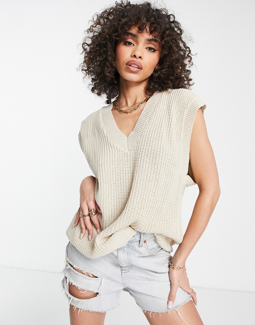 Naanaa Knitted Vest In Stone-Neutral
