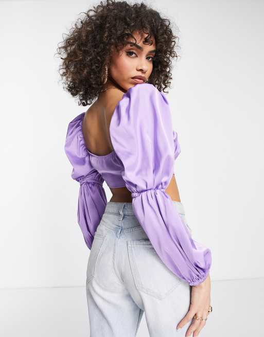NaaNaa – Kurzes Bustier aus Satin in Lila, 4 von 4