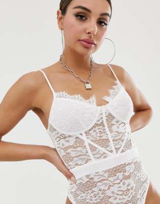 white lace thong bodysuit