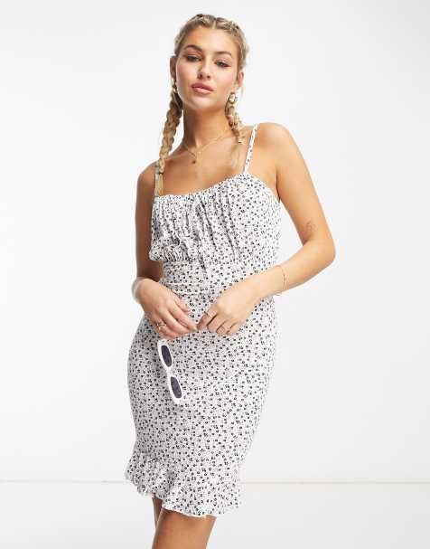 NaaNaa - Mini cami-jurk met volant in wit met bloemenprint - view 1