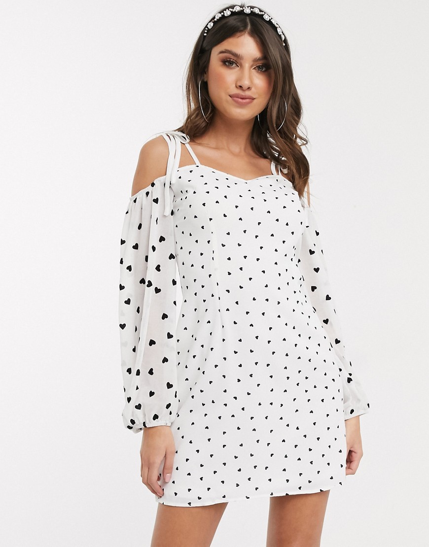 NaaNaa - Mini-jurk met hartjesprint in zwart-wit