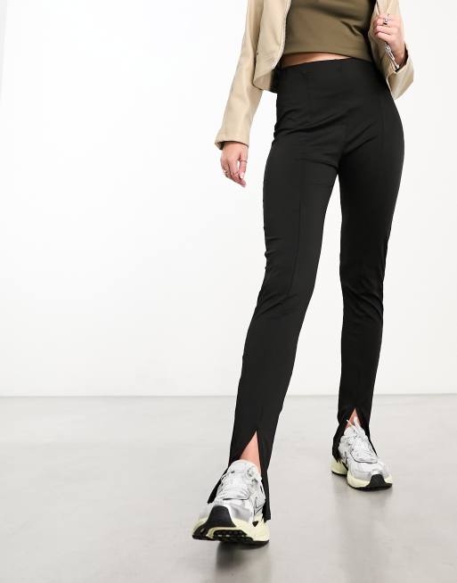NaaNaa - Pantalon doublé à taille haute et ourlet fendu - Noir, 3 de 4