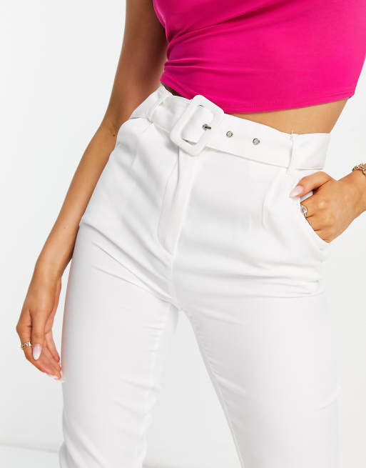 NaaNaa - Pantaloni a sigaretta a vita alta bianchi, 3 di 4