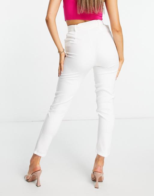 NaaNaa - Pantaloni a sigaretta a vita alta bianchi, 4 di 4