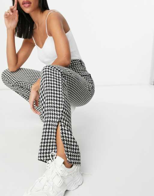 NaaNaa - Pantaloni sartoriali a vita alta con motivo pied de poule e spacco sul fondo