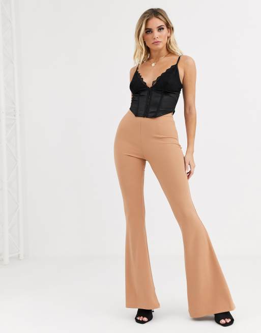 Pantaloni a zampa color cammello shop