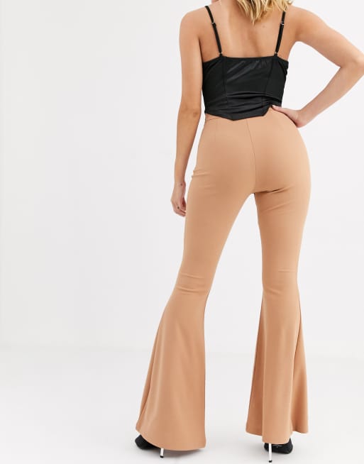 Pantaloni a zampa color cammello discount