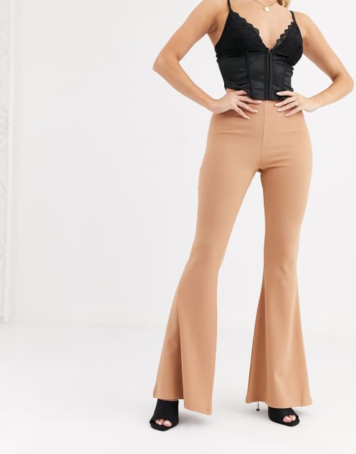 Pantaloni a zampa color cammello clearance