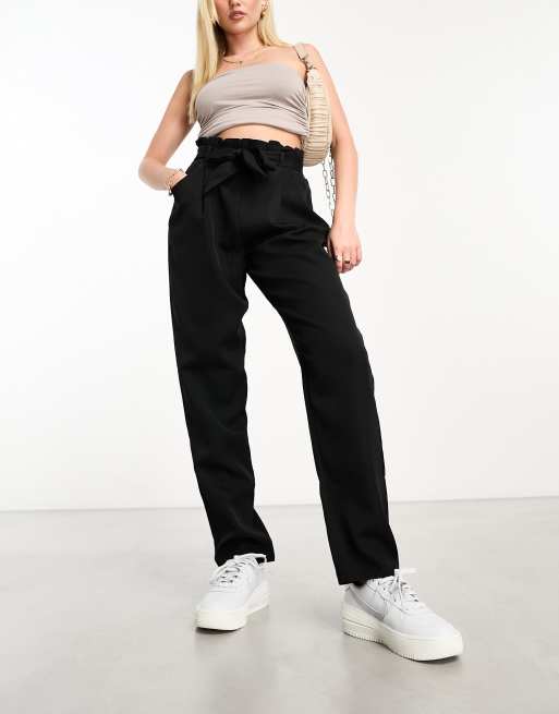 NaaNaa paperbag tailored pants in black