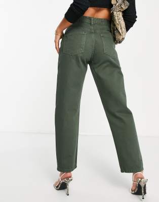 high waisted khaki mom jeans