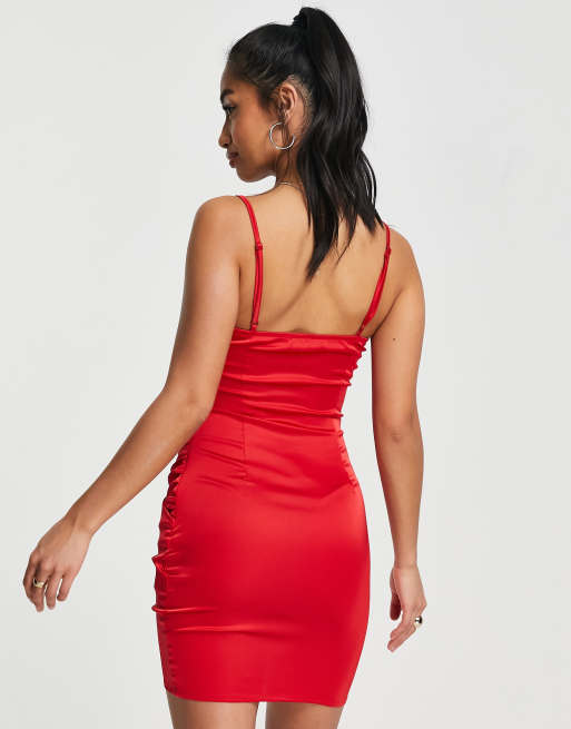 NaaNaa Petite Robe courte crois e en satin Rouge