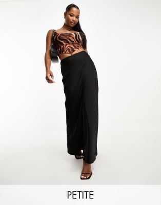 NaaNaa Petite satin bias maxi skirt in black - ASOS Price Checker