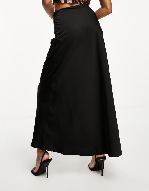 Satin fitted maxi skirt sale