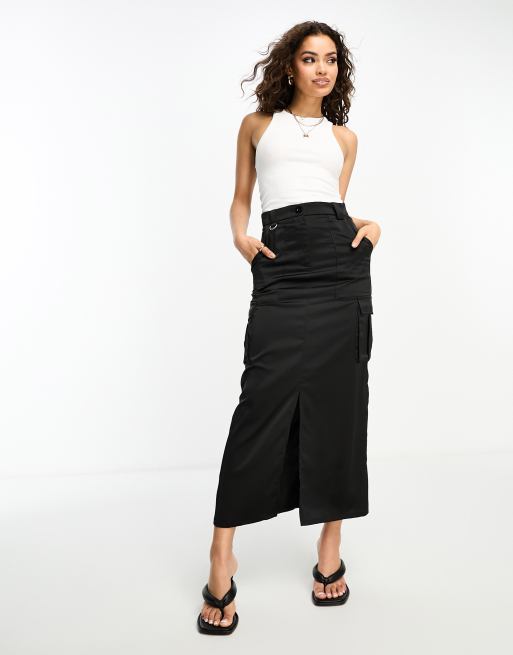 White satin hotsell skirt with pockets