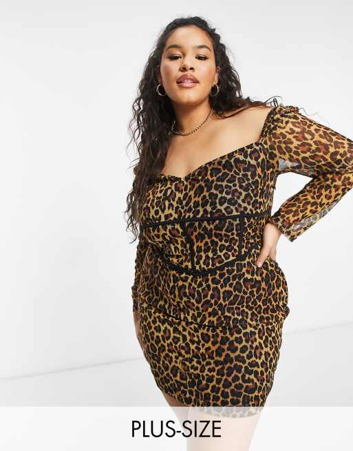 Plus size hotsell leopard bodycon dress