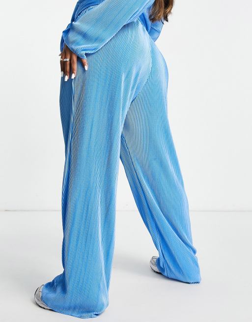 NaaNaa Plus plisse trouser co-ord in blue, 2 of 4