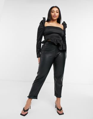 black satin peplum top