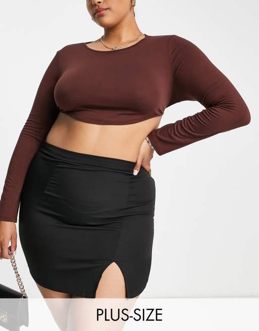 high waist skirt and crop top for plus size