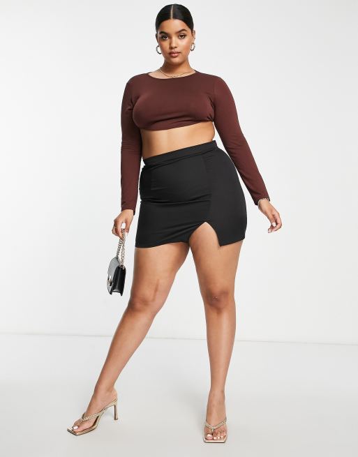 high waist skirt and crop top for plus size