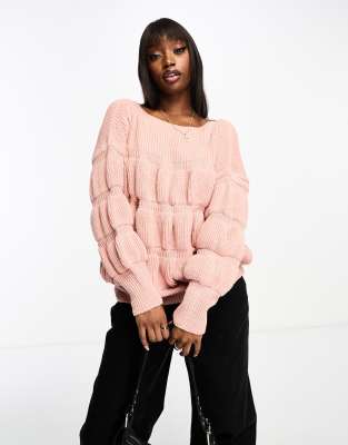 NaaNaa puff sleeve jumper in pink