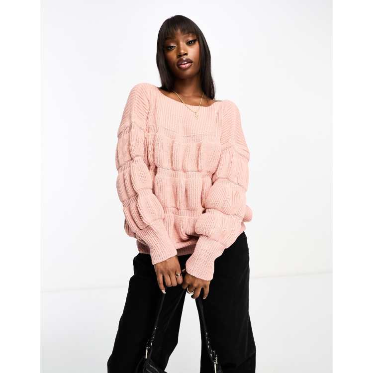 Pink ruffle outlet sleeve jumper